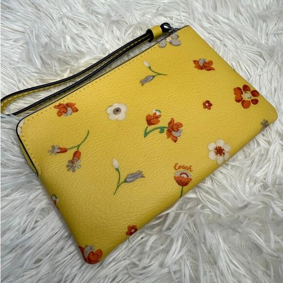 COACH Yellow Floral Wristlet - Picture 2 of 5